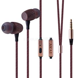 AKAI Bambusz vezetékes  fülhallgató mikrofonnal BTE-W200F small