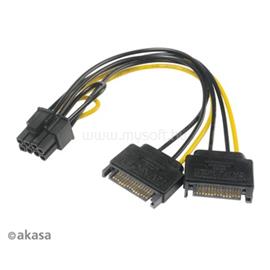 AKASA ADA 2xSATA apa - 6+2pin PCIe anya adapter - 15cm - AK-CBPW19-15 AK-CBPW19-15 small