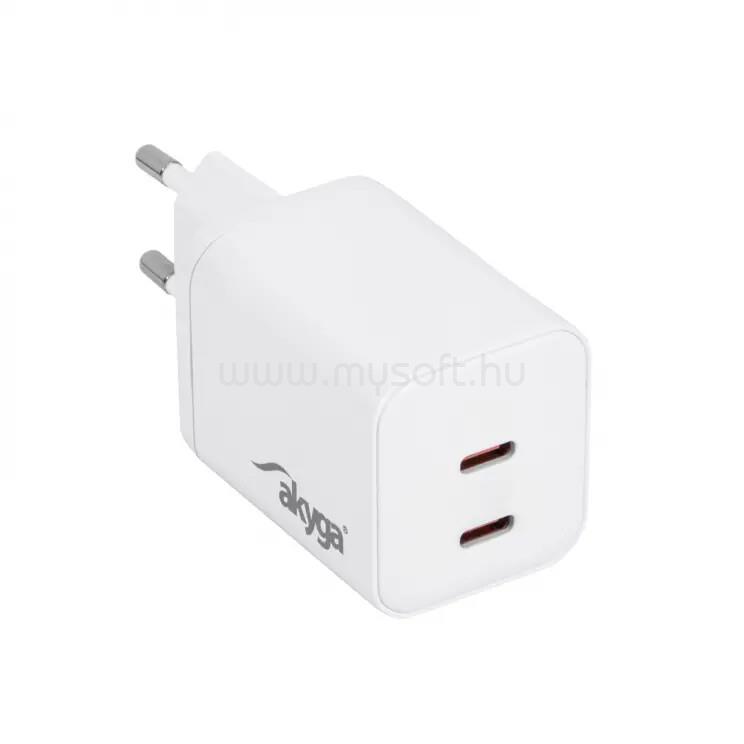AKYGA AK-CH-29  USB Töltő 2x USB-C PD 5-20V / max. 3A 45W Quick Charge 3.0 GaN