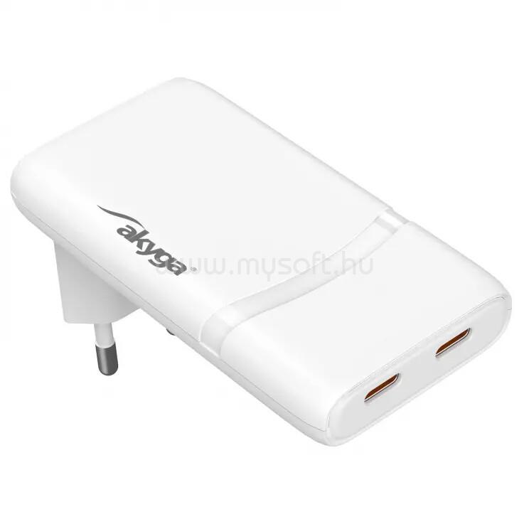 AKYGA AK-CH-32 USB Töltő 2x USB-C PD 5-20V / max. 3.25A 65W Quick Charge 4+ GaN
