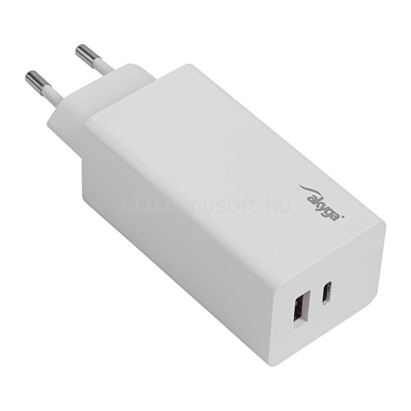 AKYGA Töltő USB-A + USB-C PD 5-20V / max. 5A 100W Quick Charge 3.0 GaN