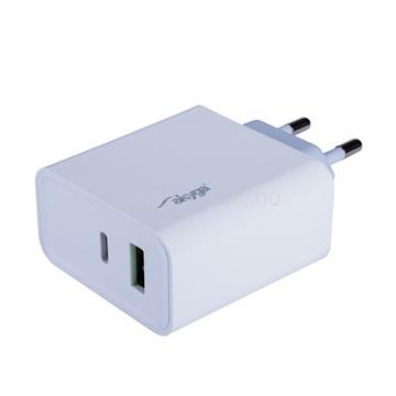 AKYGA CHG AK-CH-14 USB-A + USB-CPD 5-20V / max. 3A 45W QuickCharge 3.0 hálózati töltő