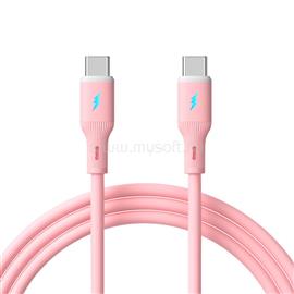 AKYGA USB type C / USB type C szilikon kábel 60W 1m rózsaszín (AK-USB-66) AK-USB-66 small