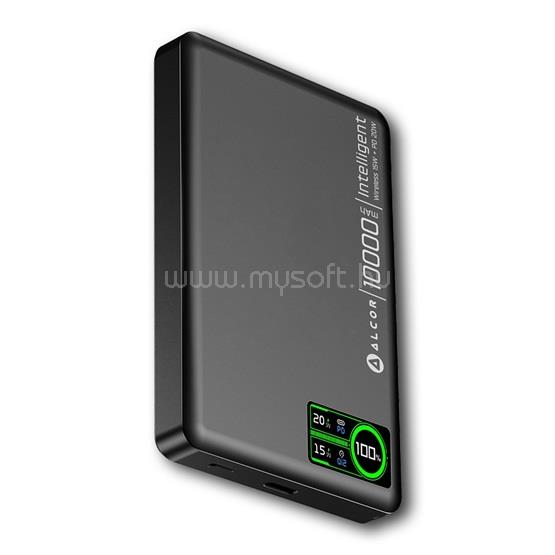 ALCOR CHG MS10000 Qi2 vezeték nélküli vésztöltő / külső akkumulátor 10000 mAh, 20 W - fekete