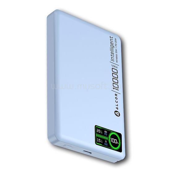 ALCOR CHG MS10000 Qi2 vezeték nélküli vésztöltő / külső akkumulátor 10000 mAh, 20 W - kék