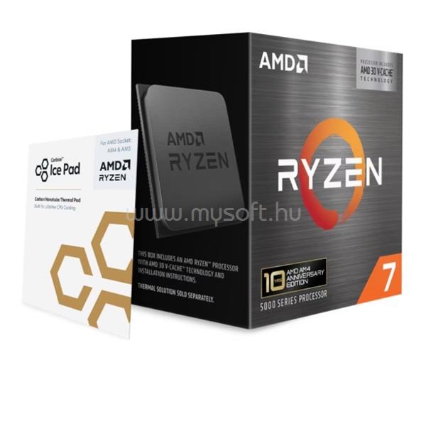 AMD Ryzen 7 5800X3D 10th Anniversary Edition (8 Cores, 96MB Cache, 3.4 up to 4.5GHz, AM4) Dobozos, hűtés nélkül, nincs VGA