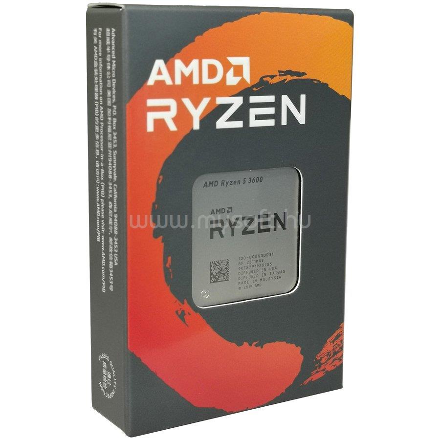 AMD Ryzen 5 3600 (6 Cores, 32MB Cache, 3.6 up to 4.2GHz, AM4) Dobozos, hűtés nélkül, nincs VGA