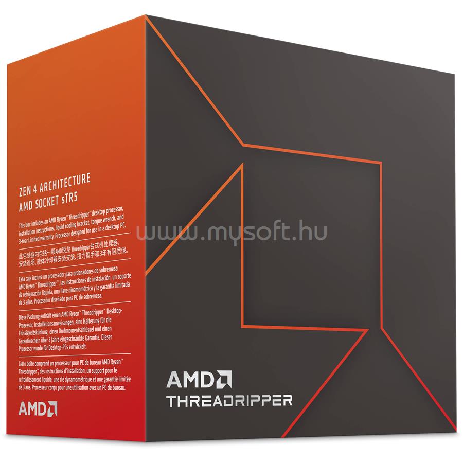 AMD Ryzen Threadripper 7980X (64 Cores, 256MB Cache, 3.2 up to 5.1 GHz, sTR5) Dobozos, hűtés nélkül, nincs VGA