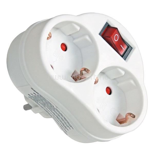 ANCO 321332 fehér adapter 2 földelt dugalj kapcsolóval