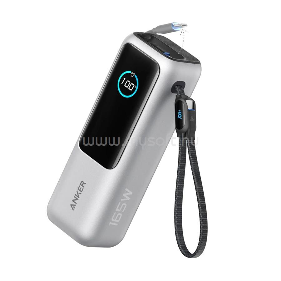 ANKER 25000mAh Power Bank beépített USB-C kábelekkel ezüstszínű (A1695H41)