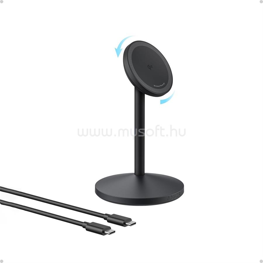ANKER A25X1H11 MagGo vezeték nélküli töltő és állvány, 15W, iPhone-hoz, EU (fekete)