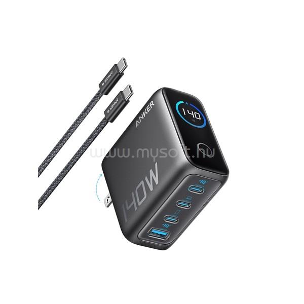 ANKER Hálózati Töltő, 3xUSB-C 1xUSB-A 140W, sötétszürke - B2697GZ1