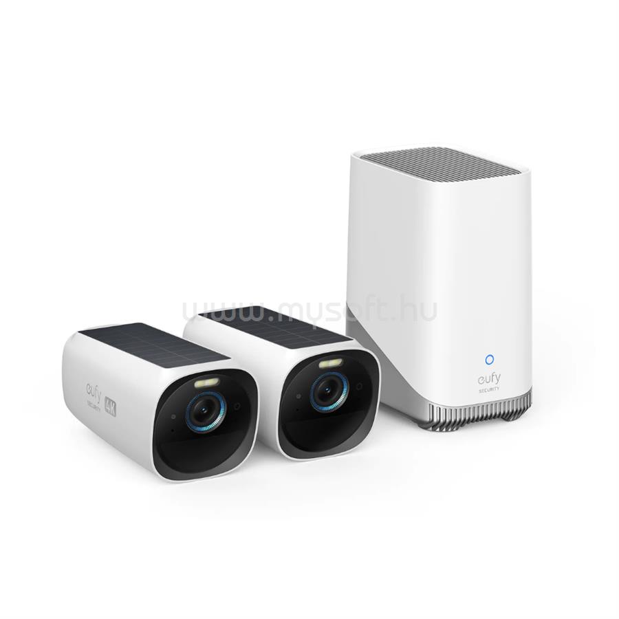 ANKER T88713W1 EUFYCAM3 S330 Biztonsági Kamera Rendszer (2+1), 4K, Napelemes, Arcfelismerés, WiFi-s, kültéri