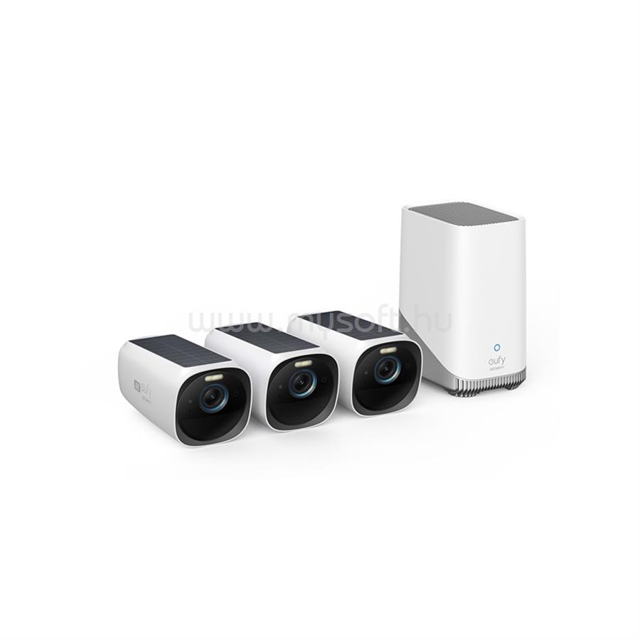 ANKER T88723W1 EUFYCAM3 Biztonsági Kamera Rendszer (3+1) 4K, Beépített Napelem, WiFi-s, vízálló, kültéri