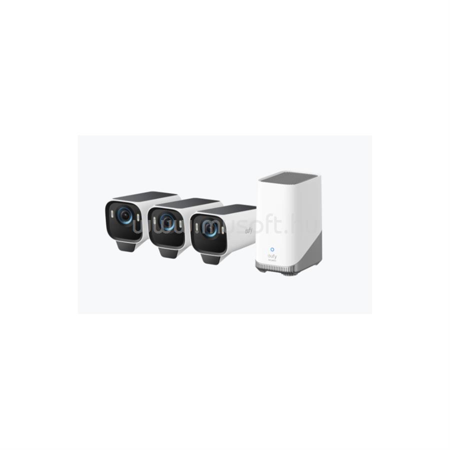 ANKER T88933W1 EUFYCAM S3 Pro Biztonsági Kamera Rendszer (3+1) 4K UHD, Beépített Napelem, BionicMind, kültéri