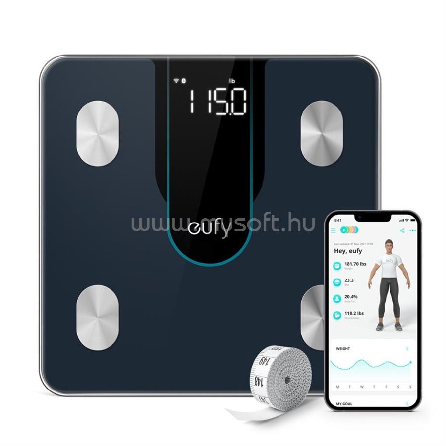 ANKER T9148311 EUFY okosmérleg, Smart Scale P2, WiFi-s, Bluetooth-os, vízálló, fekete