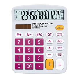 ANTILOP Számológép asztali 14 számjegy nagy, döntött kijelző bordó gombok fehér száml, ap A-2114C ANTILOP_A2114C864 small
