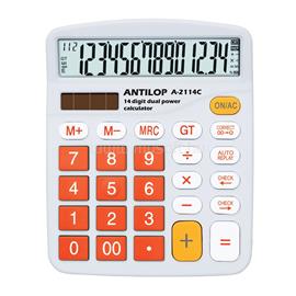 ANTILOP Számológép asztali 14 számjegy nagy, döntött kijelző narancs gombok fehér száml, ap A-2114C ANTILOP_A2114C895 small