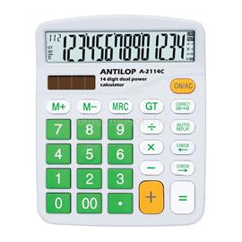 ANTILOP Számológép asztali 14 számjegy nagy, döntött kijelző zöld gombok fehér száml, ap A-2114C ANTILOP_A2114C888 small