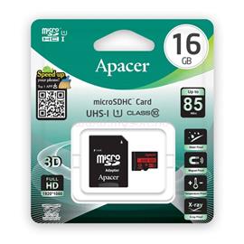 APACER Memóriakártya MicroSDHC 16GB CL10 UHS-I + adapter AP16GMCSH10U5-R small