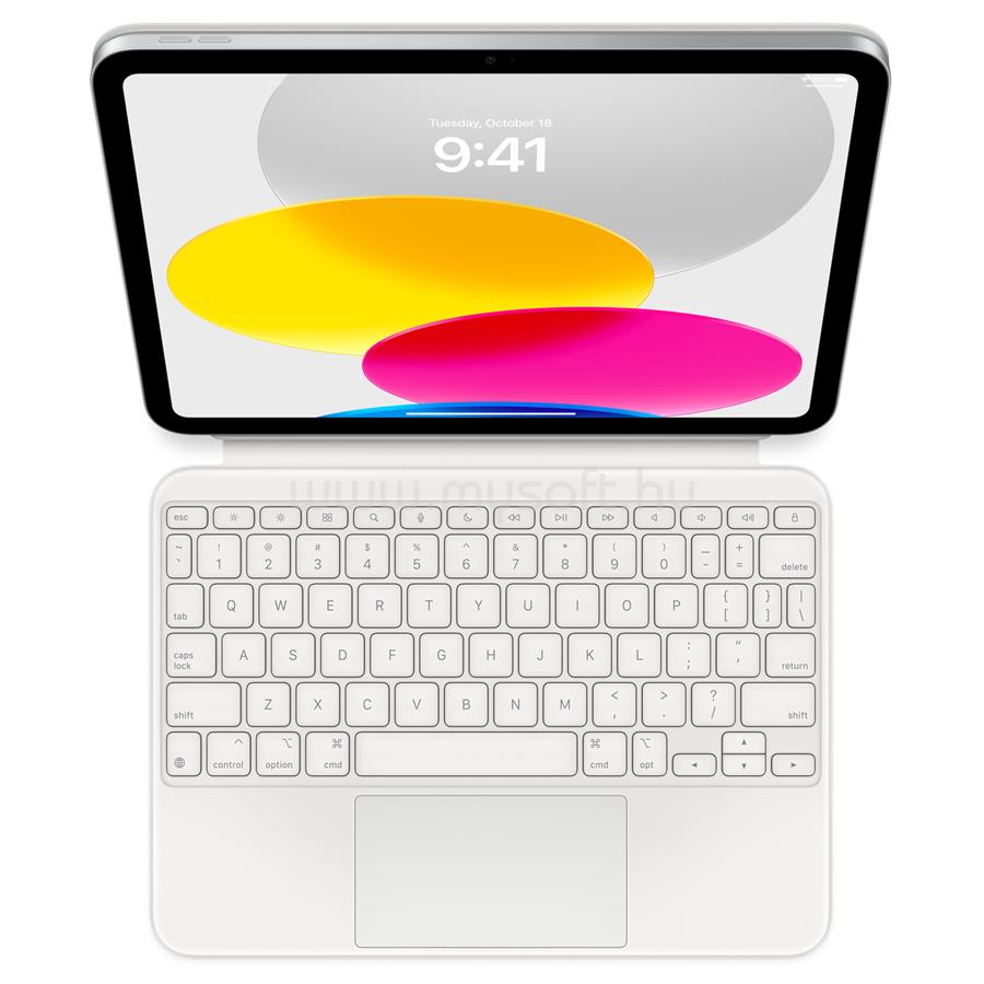 APPLE Magic Keyboard Folio A16 chipes és tizedik generációs iPadhez amerikai angol lokalizáció (fehér)