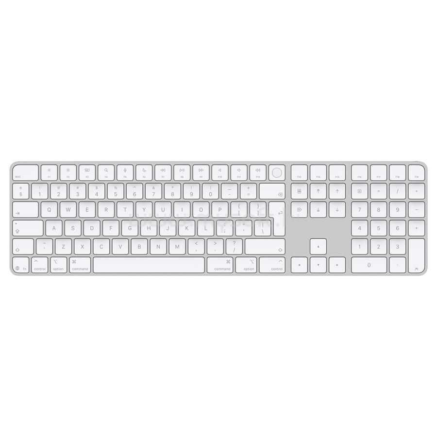 APPLE Magic Keyboard Touch ID-val és számbillentyűzettel Apple chipes Mac-modellekhez (USB-C) vezeték nélküli billentyűzet angol lokalizáció (fehér)