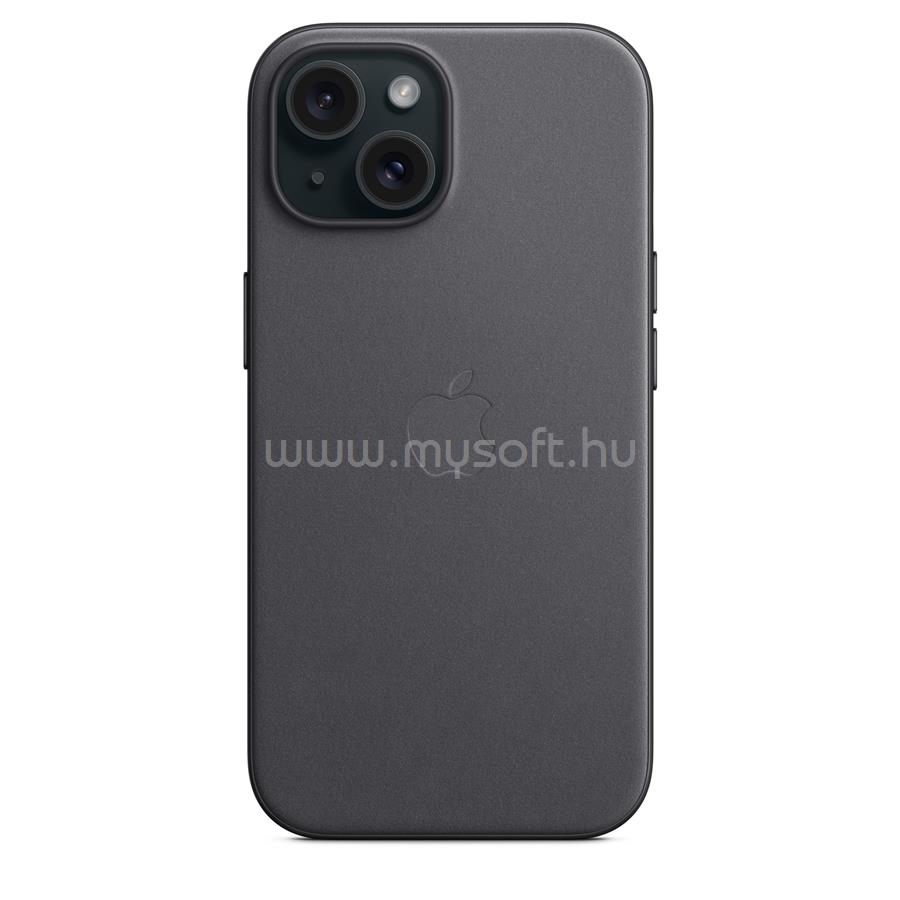 APPLE MagSafe-rögzítésű iPhone 15 FineWoven szövettok (fekete)