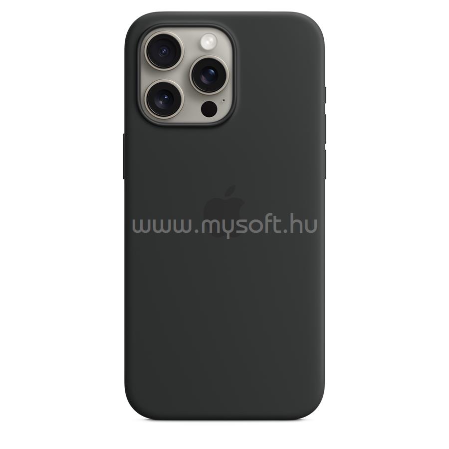 APPLE MagSafe-rögzítésű iPhone 15 Pro Max szilikontok (fekete)