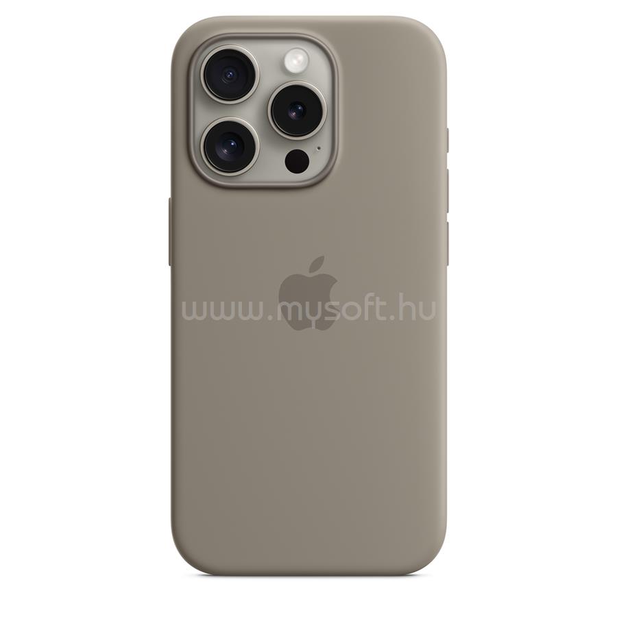 APPLE MagSafe-rögzítésű iPhone 15 Pro szilikontok (agyag)