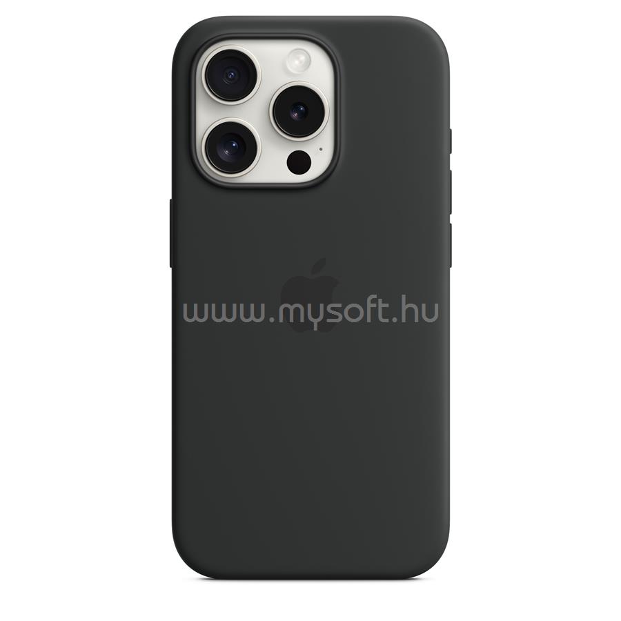 APPLE MagSafe-rögzítésű iPhone 15 Pro szilikontok (fekete)