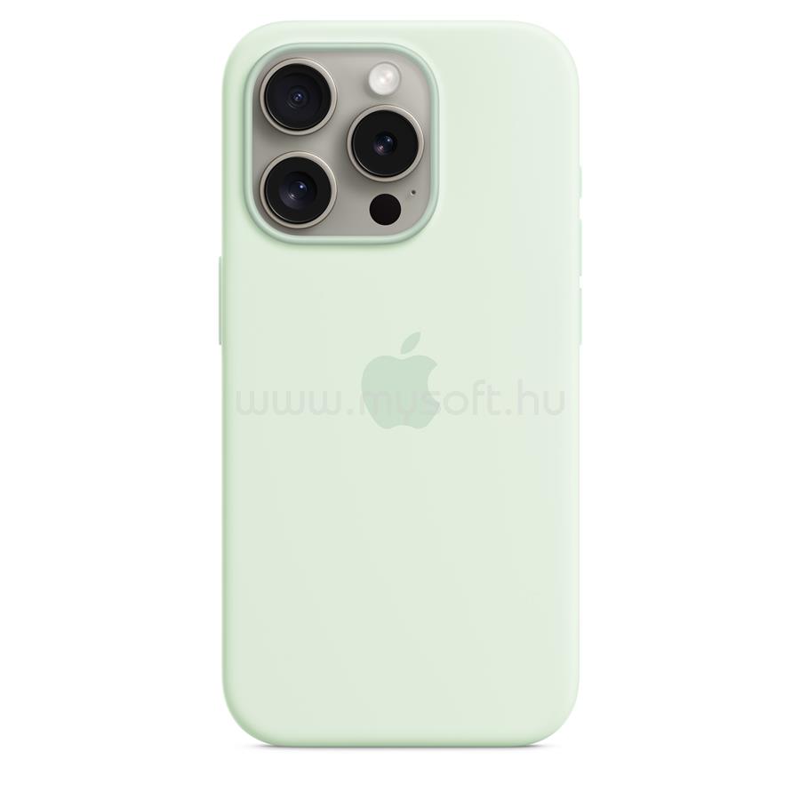 APPLE MagSafe-rögzítésű iPhone 15 Pro szilikontok (világos menta)