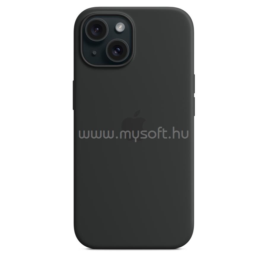 APPLE MagSafe-rögzítésű iPhone 15 szilikontok (fekete)