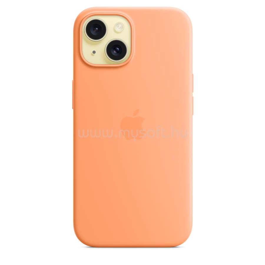 APPLE MagSafe-rögzítésű iPhone 15 szilikontok (narancssörbet)