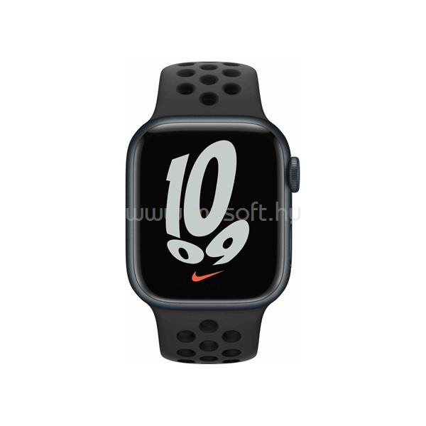 APPLE Watch Nike S7 GPS-es (41mm) éjfekete alumínium tok, fekete szilikon Nike sportszíjas okosóra