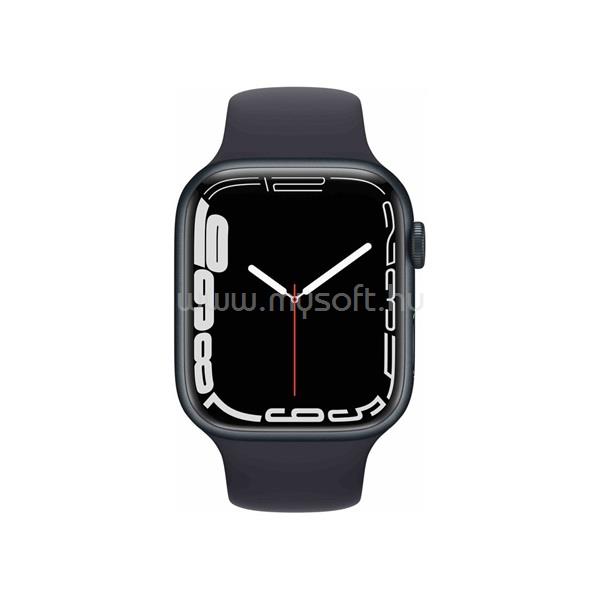 APPLE Watch S7 GPS-es (45mm) éjfekete alumínium tok, éjfekete szilikon sportszíjas okosóra