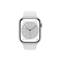 APPLE Watch S8 Cellular (45mm) ezüst alumínium tok, fehér sportszíjas okosóra MP4J3CM/A small