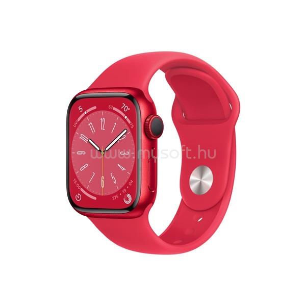APPLE Watch S8 GPS-es (41mm) (PRODUCT)RED alumínium tok, (PRODUCT)RED sportszíjas okosóra