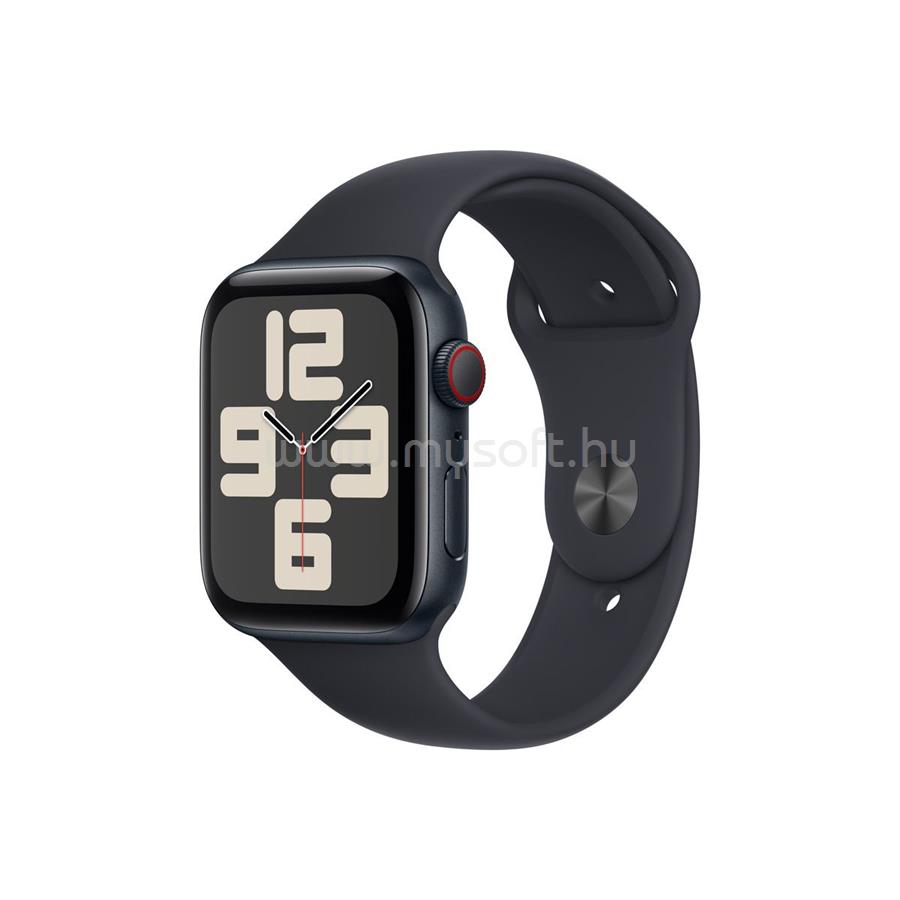 APPLE Watch SE 2 GPS + Cellular (44 mm) éjfekete alumínium tok, éjfekete sportszíj (M/L)
