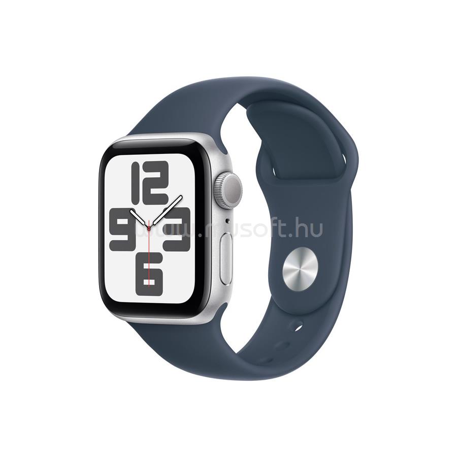 APPLE Watch SE 2 GPS (40 mm) ezüst alumínium tok, viharkék sportszíj (M/L) okosóra