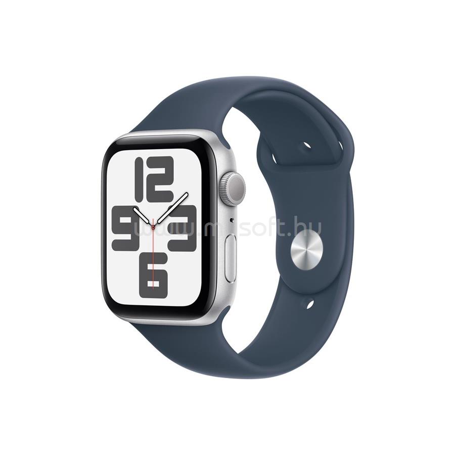 APPLE Watch SE 2 GPS (44 mm) ezüst alumínium tok, viharkék sportszíj (S/M) okosóra