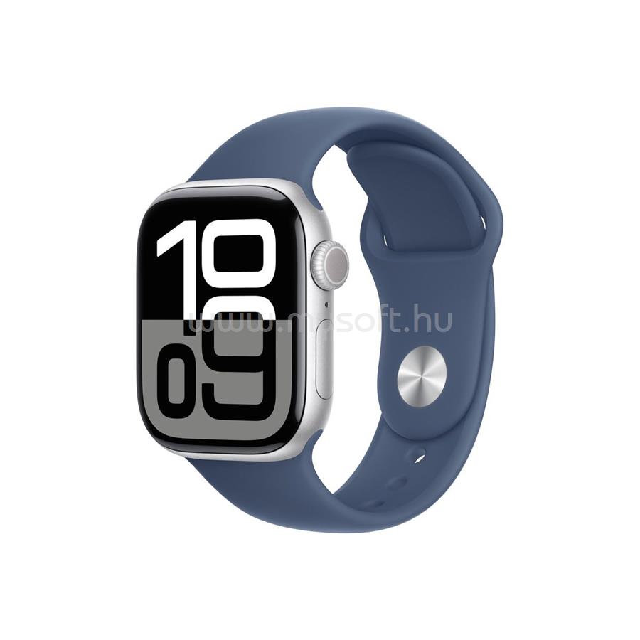 APPLE Watch Series 10 GPS + Cellular (42mm) ezüst alumíniumtok, denim sportszíj (M/L)