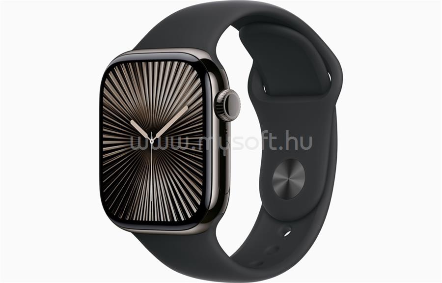 APPLE Watch Series 10 GPS + Cellular (42mm) palaszürke titántok, fekete sportszíj (S/M)