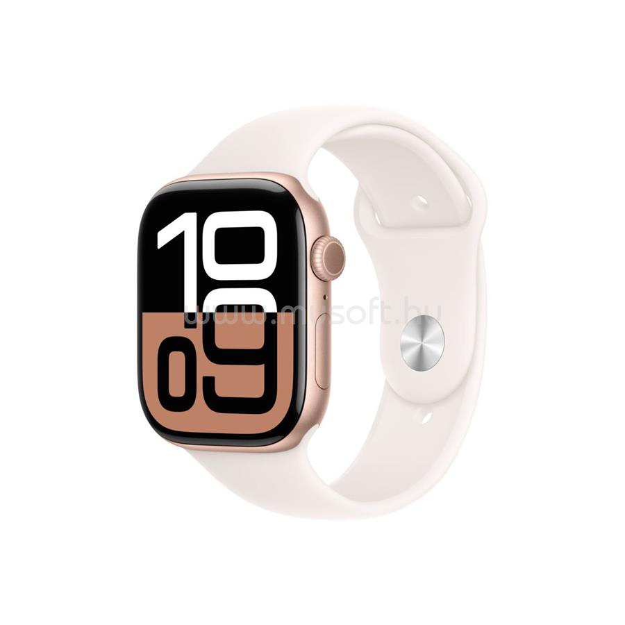 APPLE Watch Series 10 GPS (46mm) rozéarany alumíniumtok, lágy rózsaszín sportszíj (M/L)