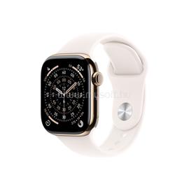 APPLE Watch Series 11 GPS + Cellular (42mm) aranyszínű titántok, lágy rózsaszín sportszíj (S/M) MF8W4ZR/A small