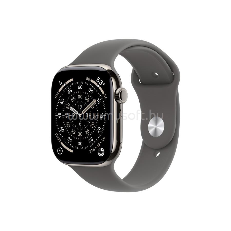 APPLE Watch Series 11 GPS + Cellular (42mm) natúr titántok, kőszürke sportszíj (S/M)