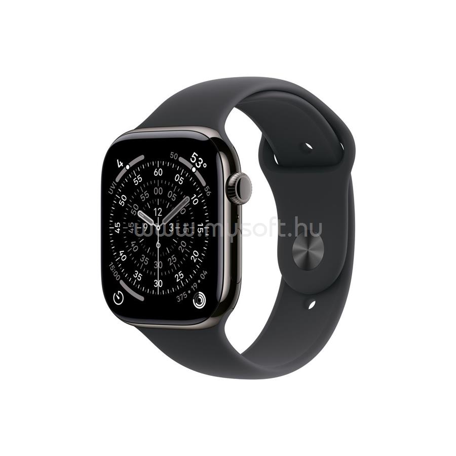 APPLE Watch Series 11 GPS + Cellular (42mm) palaszürke titántok, éjfekete sportszíj (S/M)