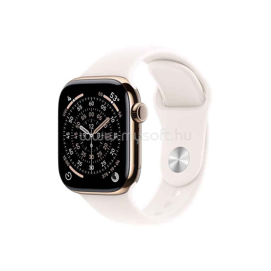 APPLE Watch Series 11 GPS + Cellular (46mm) aranyszínű titántok, lágy rózsaszín sportszíj (M/L)
