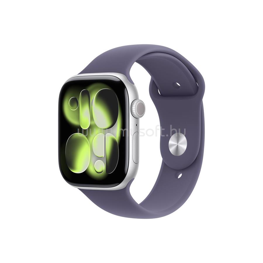 APPLE Watch Series 11 GPS + Cellular (46mm) ezüst alumíniumtok, ködös lila sportszíj (S/M)