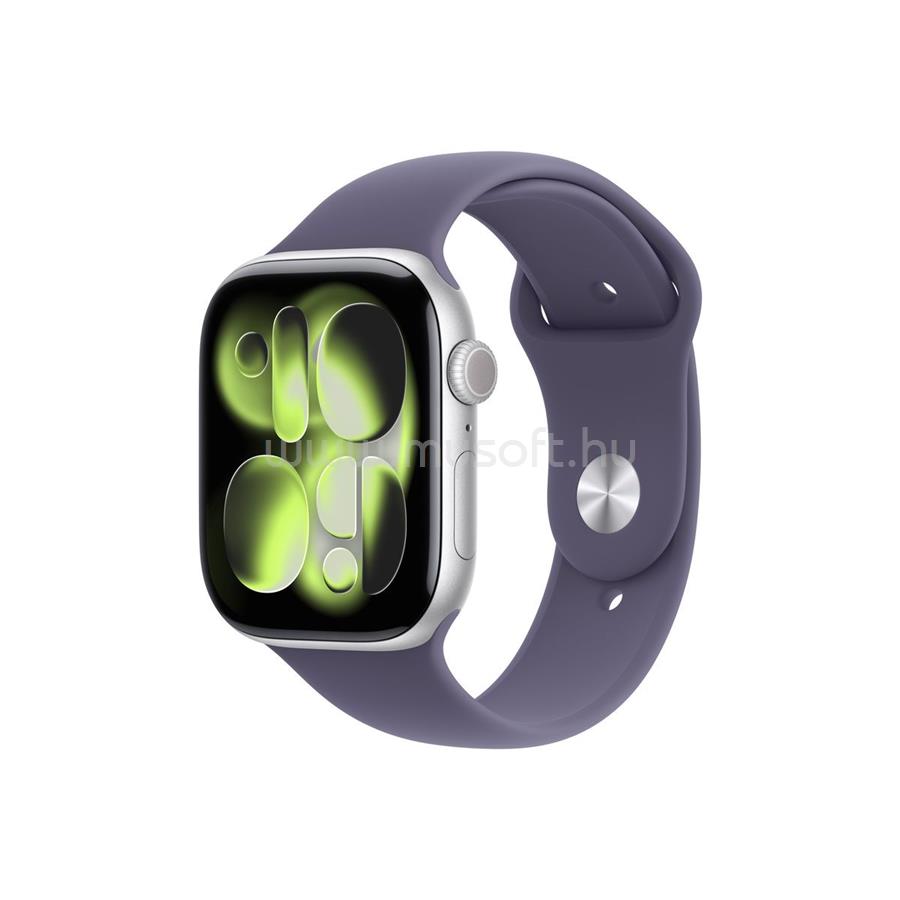 APPLE Watch Series 11 GPS (46mm) ezüst alumíniumtok, ködös lila sportszíj (S/M)