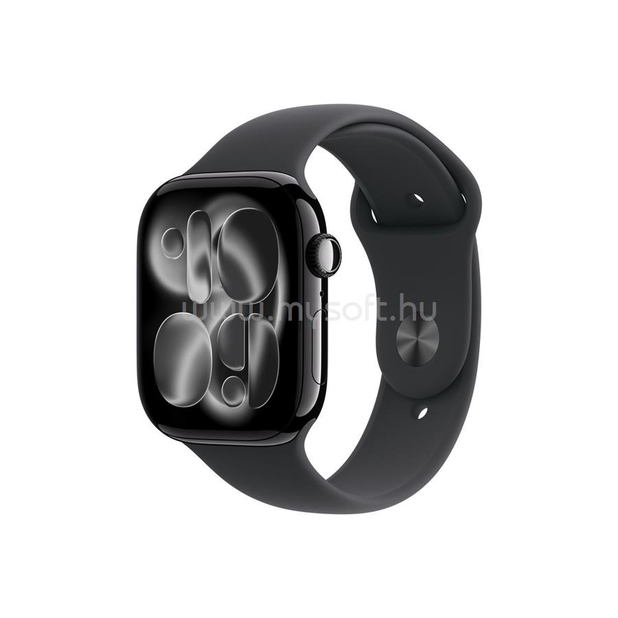 APPLE Watch Series 11 GPS (46mm) kozmoszfekete alumíniumtok, fekete sportszíj (S/M)